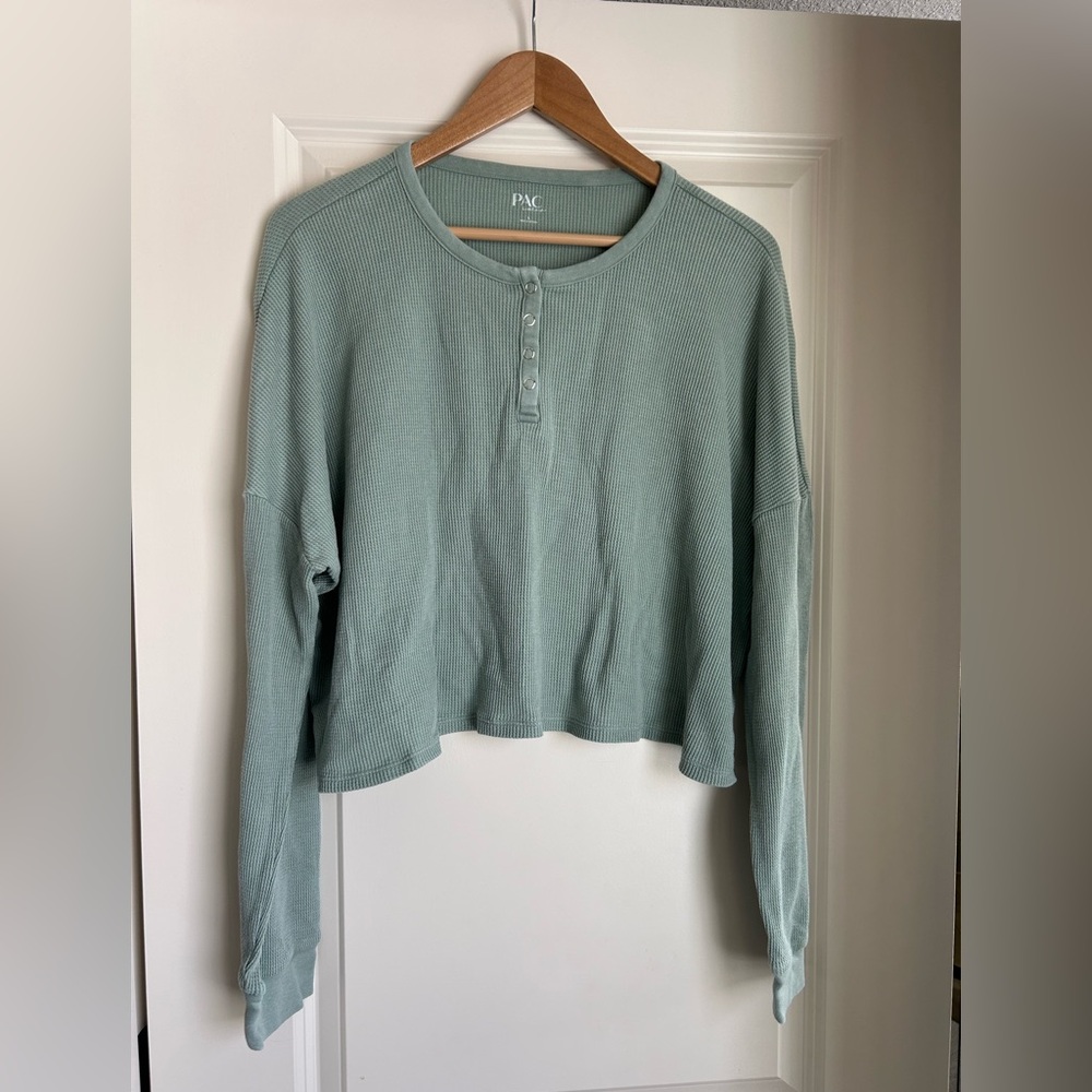 PacSun Sage Green Long Sleeve Henley Top